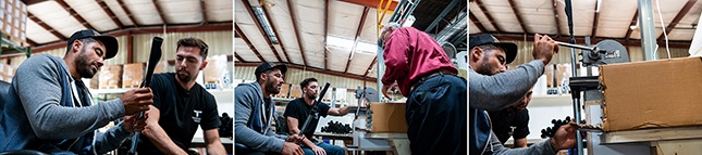 Ian Desmond tours Tanner Tees and sees batting tees assembled by hand