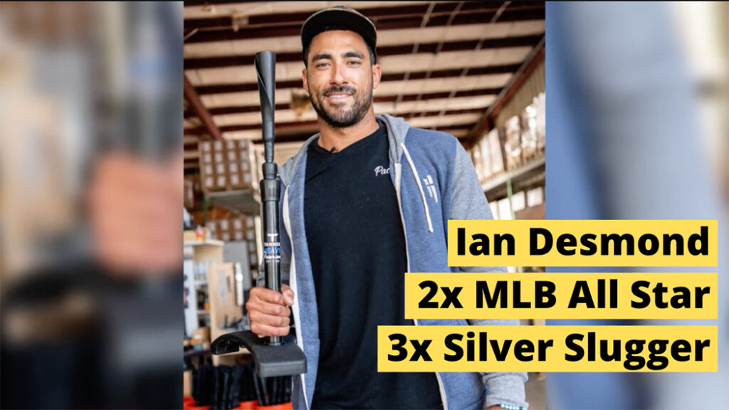 Ian Desmond holding a Tanner Heavy